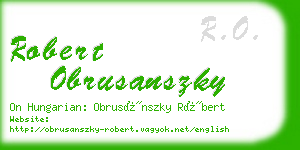 robert obrusanszky business card